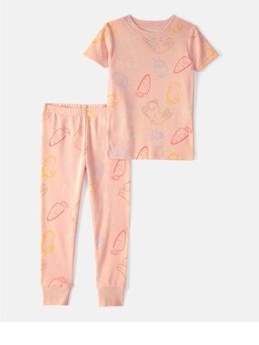 Toddler Girls Pink Easter Bunny Cotton Pajamas Bunnies Chicks 2T